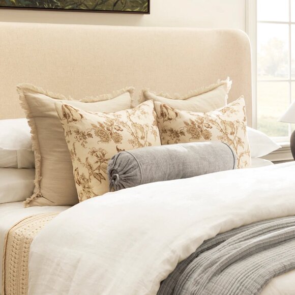 New McGee Abbey Silk Fringe Pillow in Cream - Picture 3 of 3